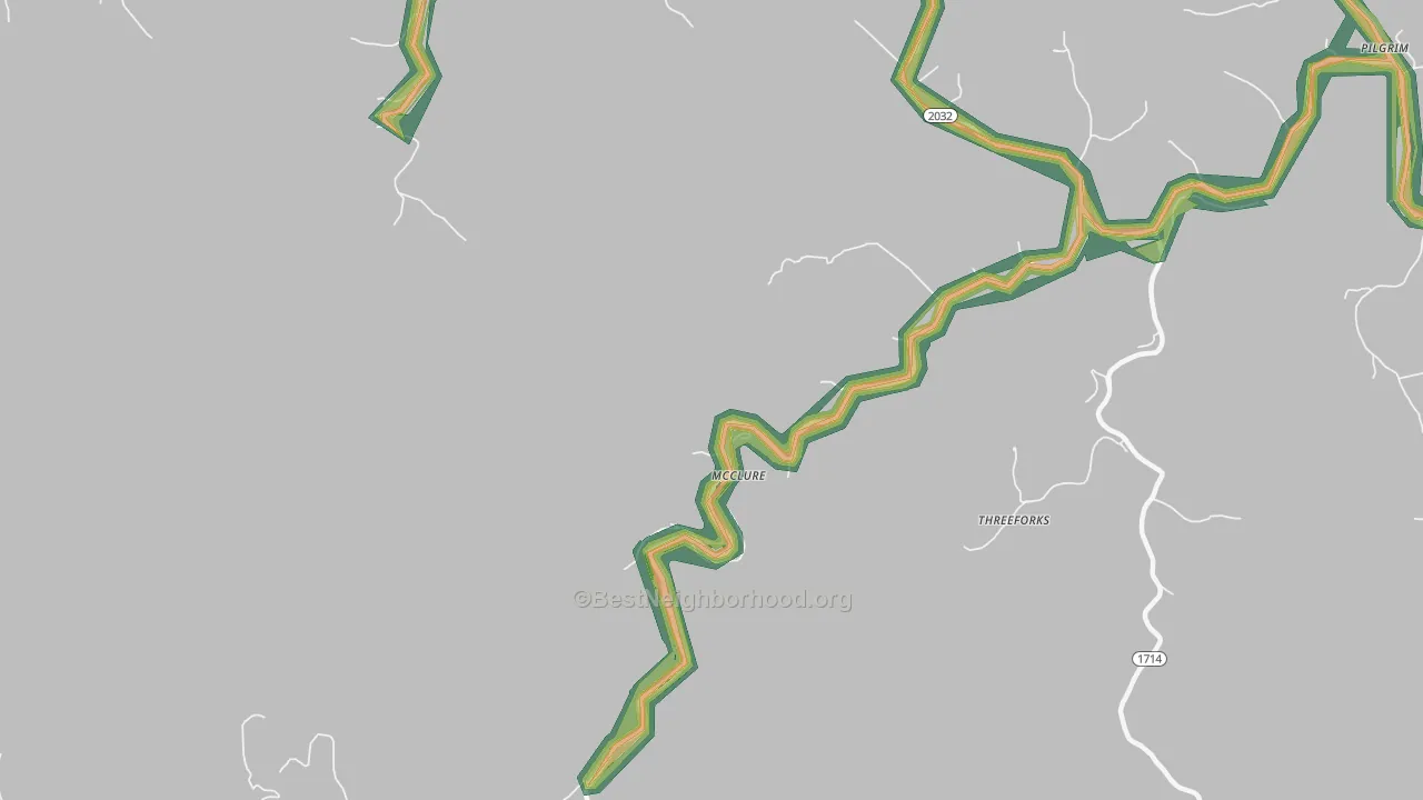 McClure, KY Map of Noise Levels in McClure