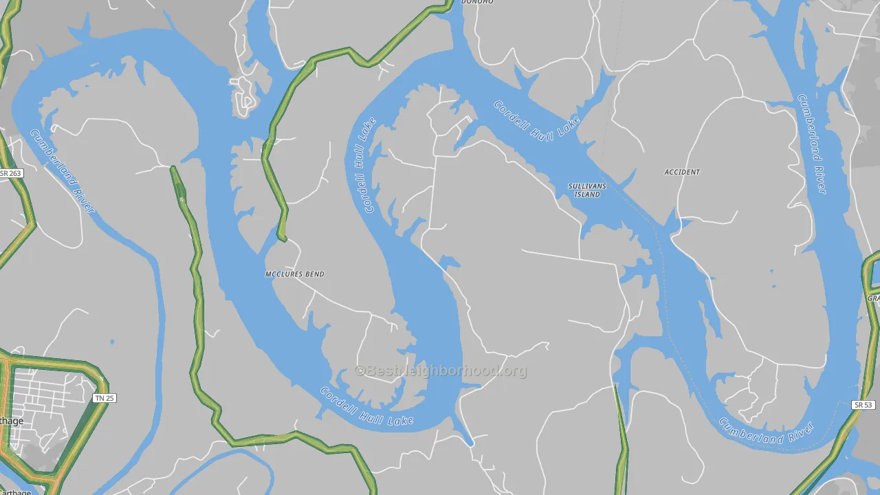 McClures Bend, TN Map of Noise Levels in McClures Bend