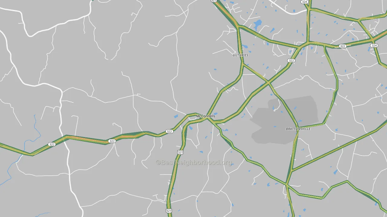 McConnells, SC Map of Noise Levels in McConnells