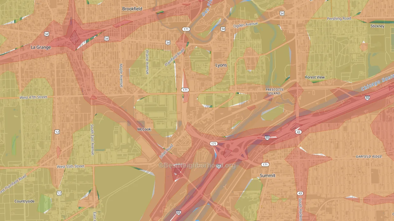 McCook, IL Map of Noise Levels in McCook
