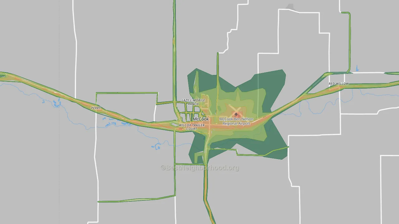 McCook, NE Map of Noise Levels in McCook