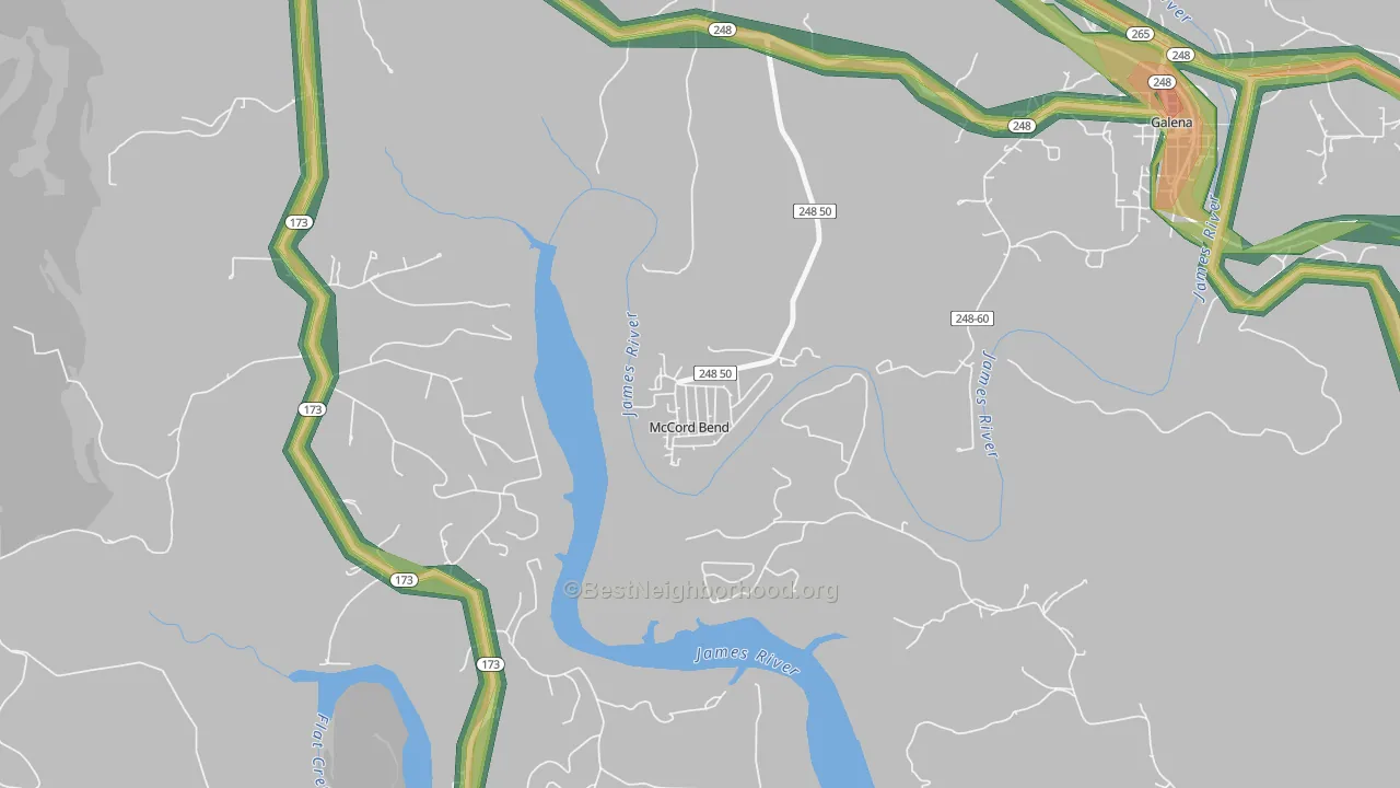 McCord Bend, MO Map of Noise Levels in McCord Bend