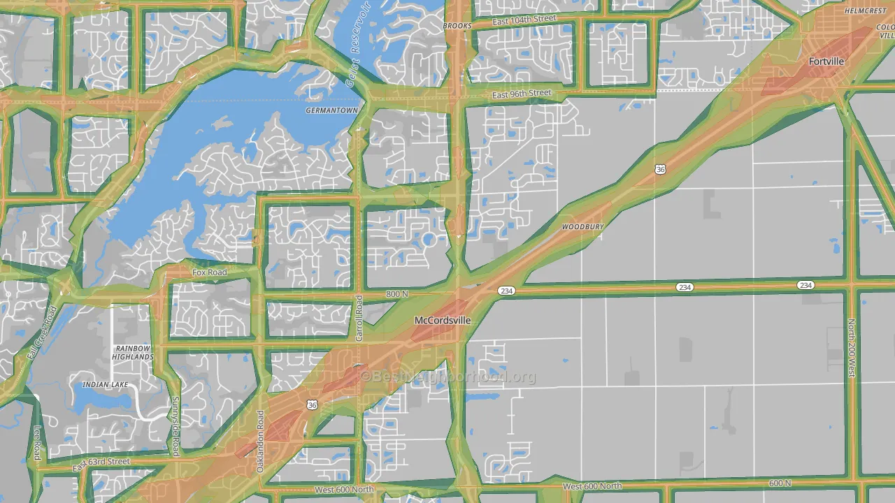 McCordsville, IN Map of Noise Levels in McCordsville