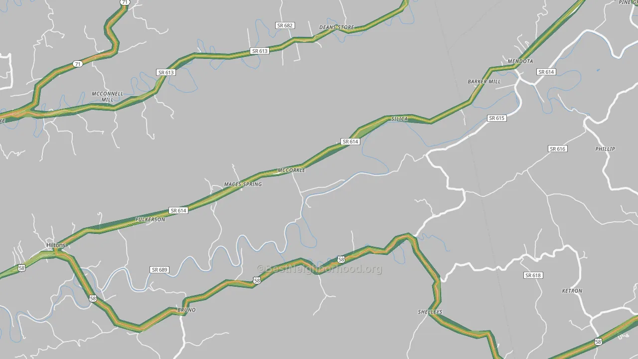 McCorkle, VA Map of Noise Levels in McCorkle