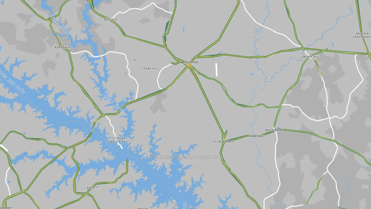 McCormick County, SC Map of Noise Levels in McCormick County