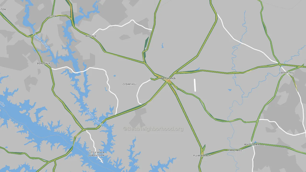 McCormick, SC Map of Noise Levels in McCormick