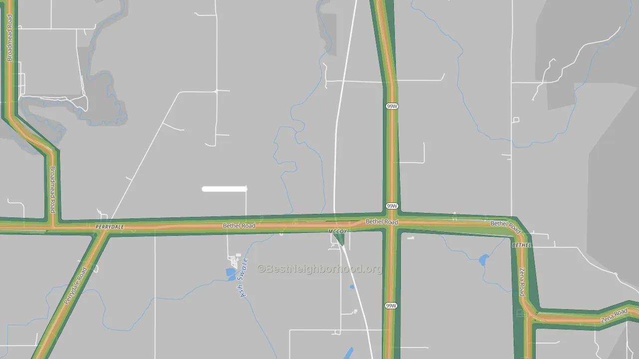 McCoy, OR Map of Noise Levels in McCoy