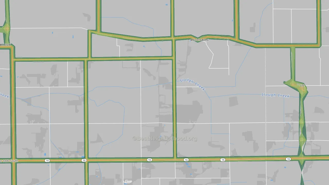 McCoysburg, IN Map of Noise Levels in McCoysburg