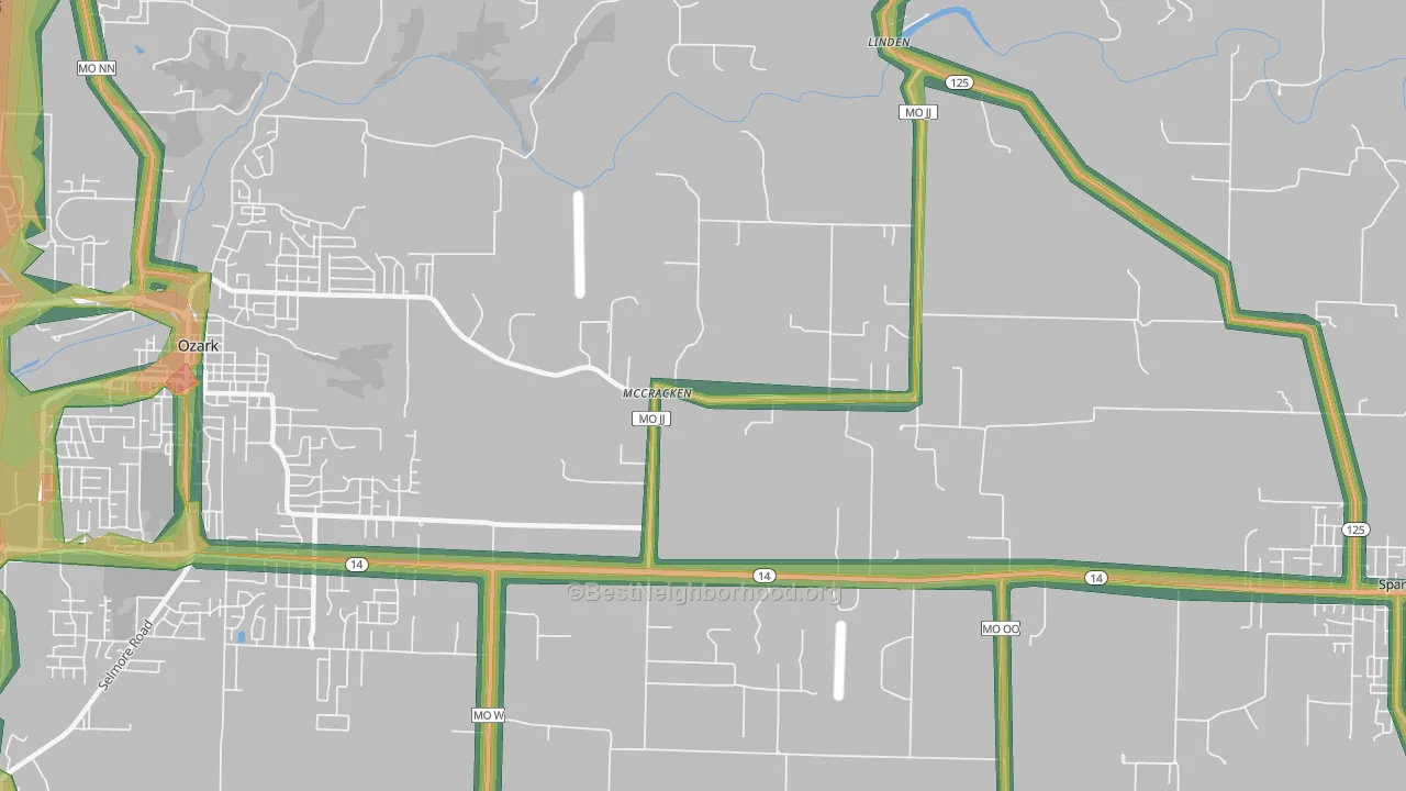 McCracken, MO Map of Noise Levels in McCracken