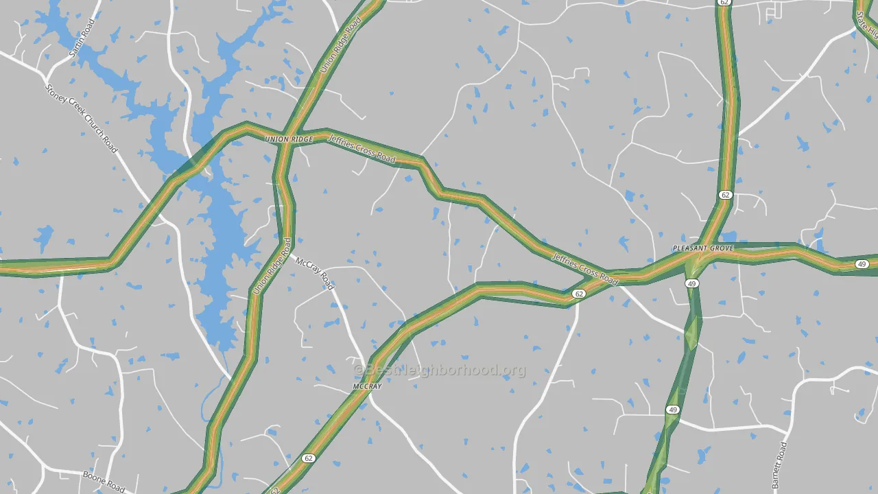 McCray, NC Map of Noise Levels in McCray