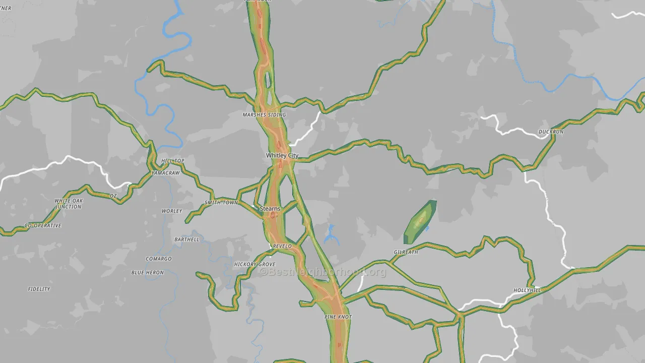 McCreary County, KY Map of Noise Levels in McCreary County