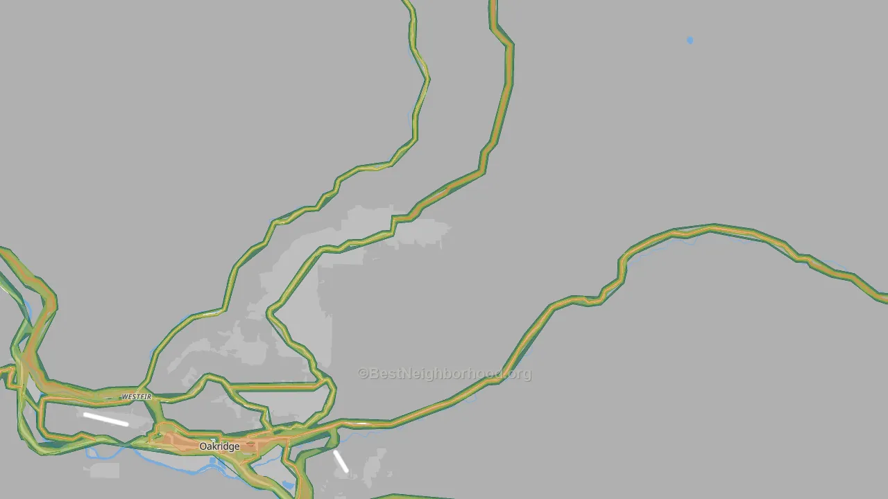 McCredie Springs, OR Map of Noise Levels in McCredie Springs