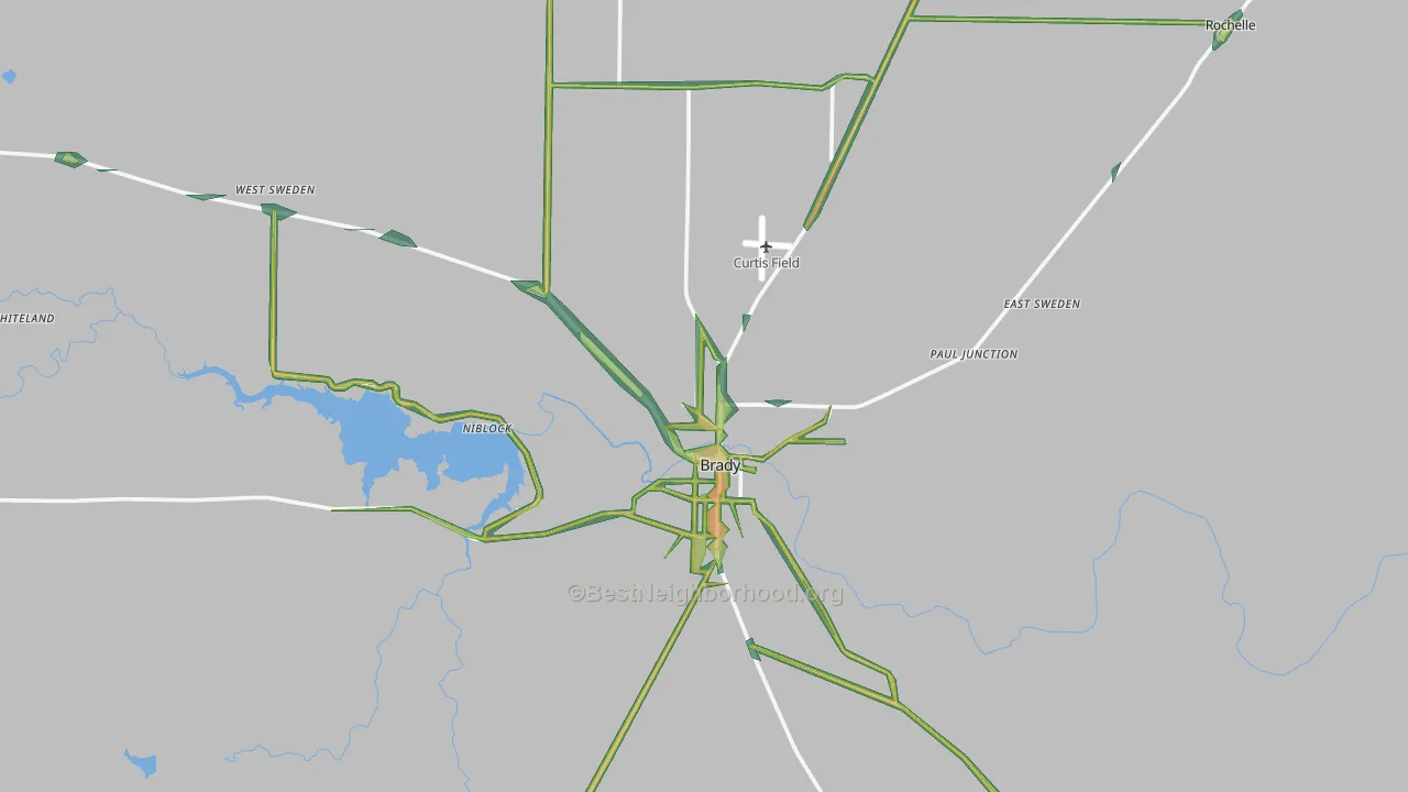 McCulloch County, TX Map of Noise Levels in McCulloch County