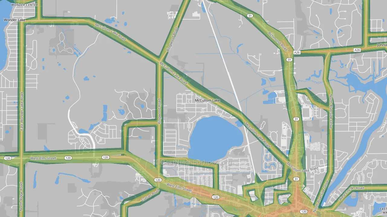 McCullom Lake, IL Map of Noise Levels in McCullom Lake
