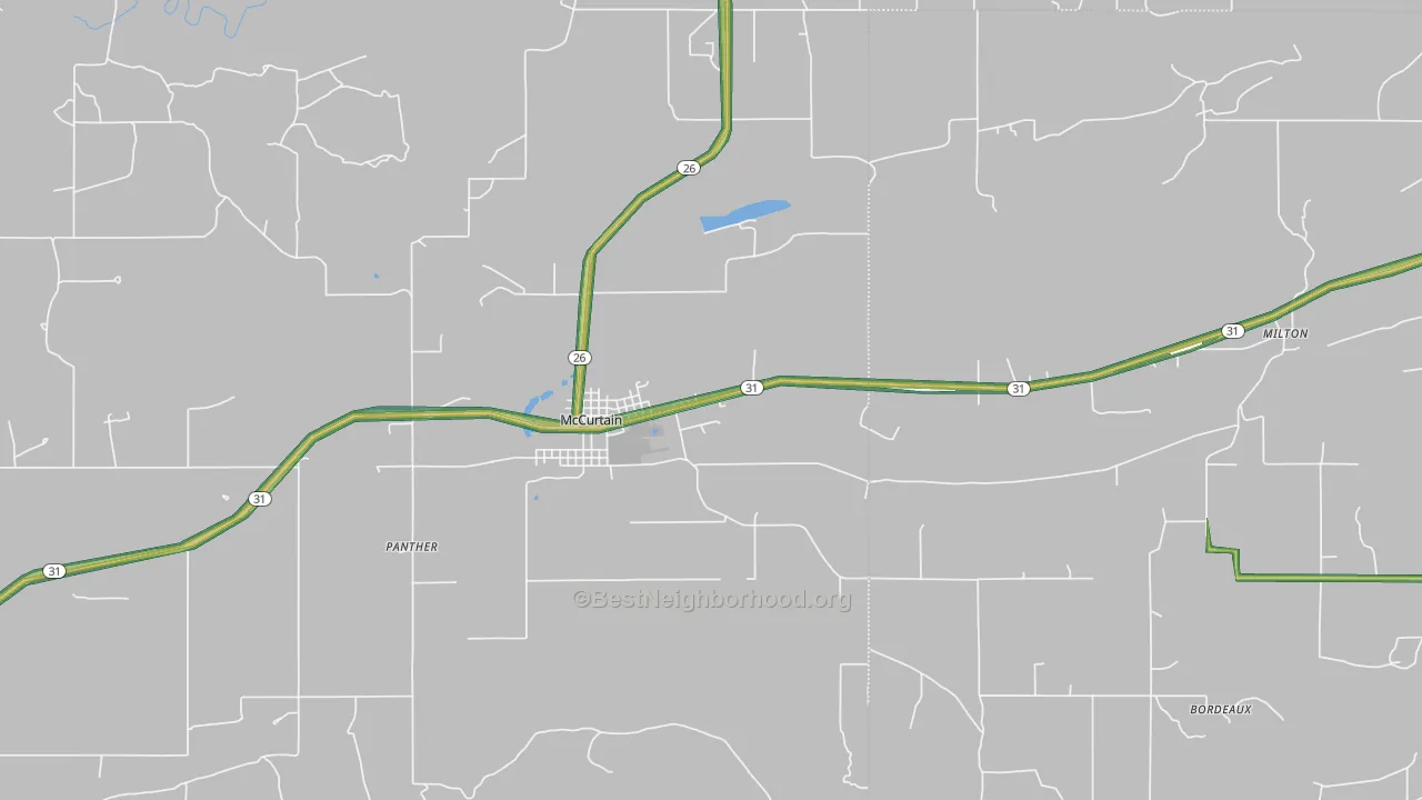 Mccurtain, OK Map of Noise Levels in Mccurtain