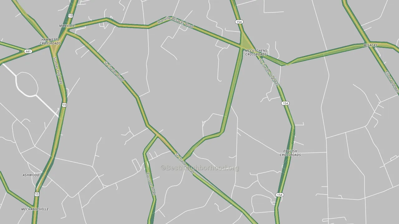 McCutchens Crossroads, SC Map of Noise Levels in McCutchens Crossroads
