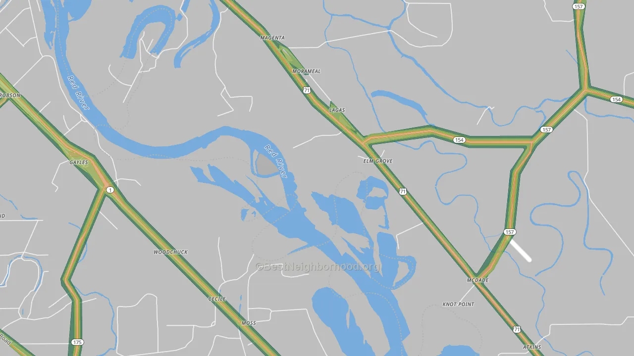 McDade, LA Map of Noise Levels in McDade