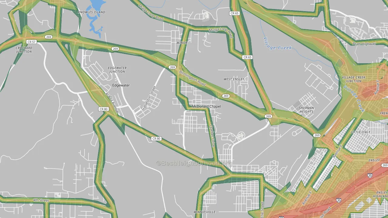 McDonald Chapel, AL Map of Noise Levels in McDonald Chapel