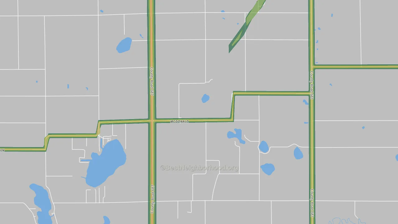 McDonald, MI Map of Noise Levels in McDonald