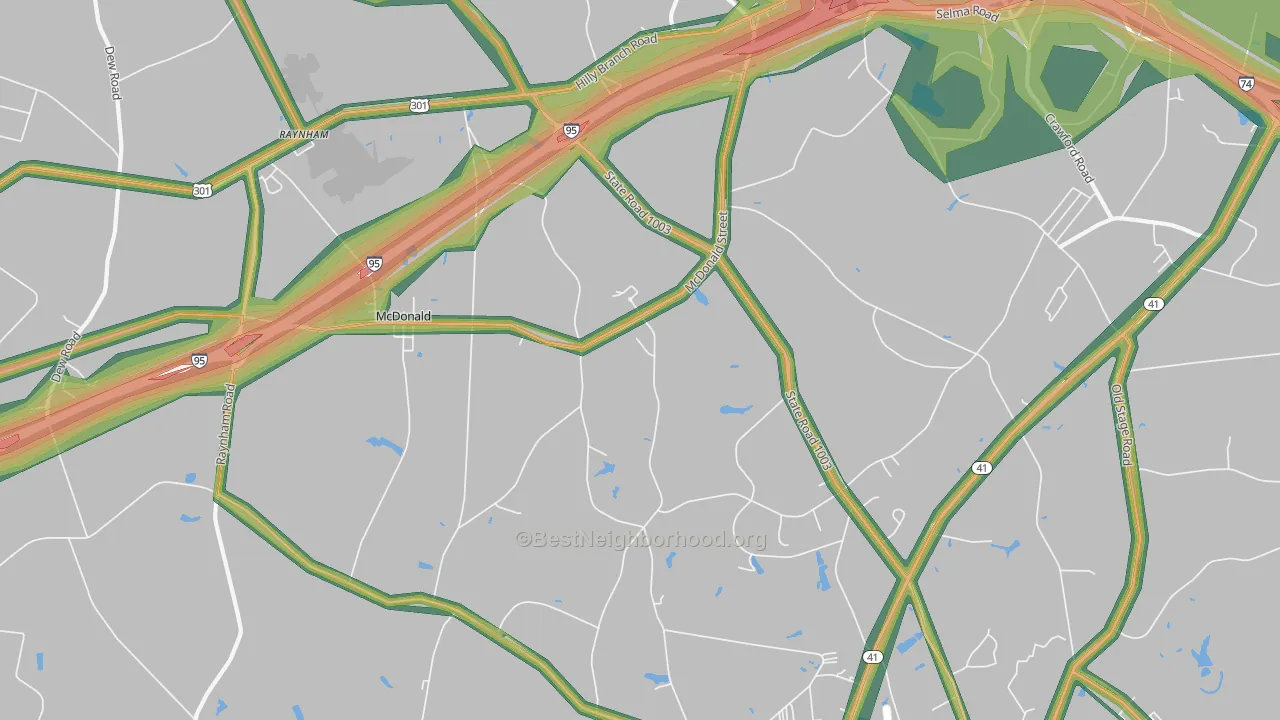McDonald, NC Map of Noise Levels in McDonald