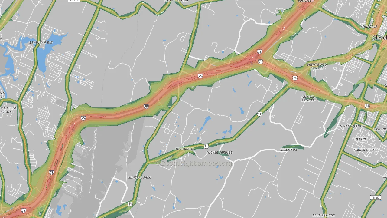 McDonald, TN Map of Noise Levels in McDonald