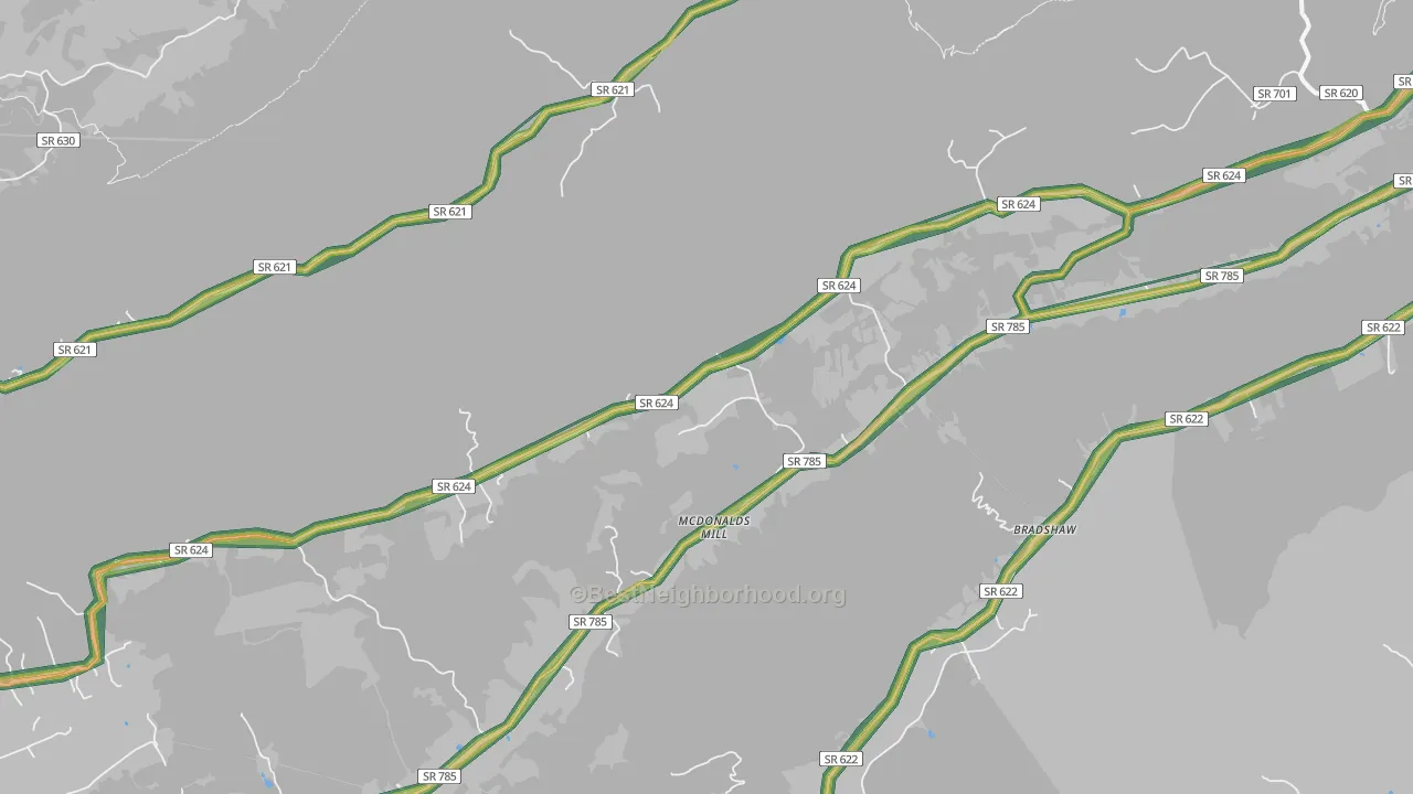 McDonalds Mill, VA Map of Noise Levels in McDonalds Mill