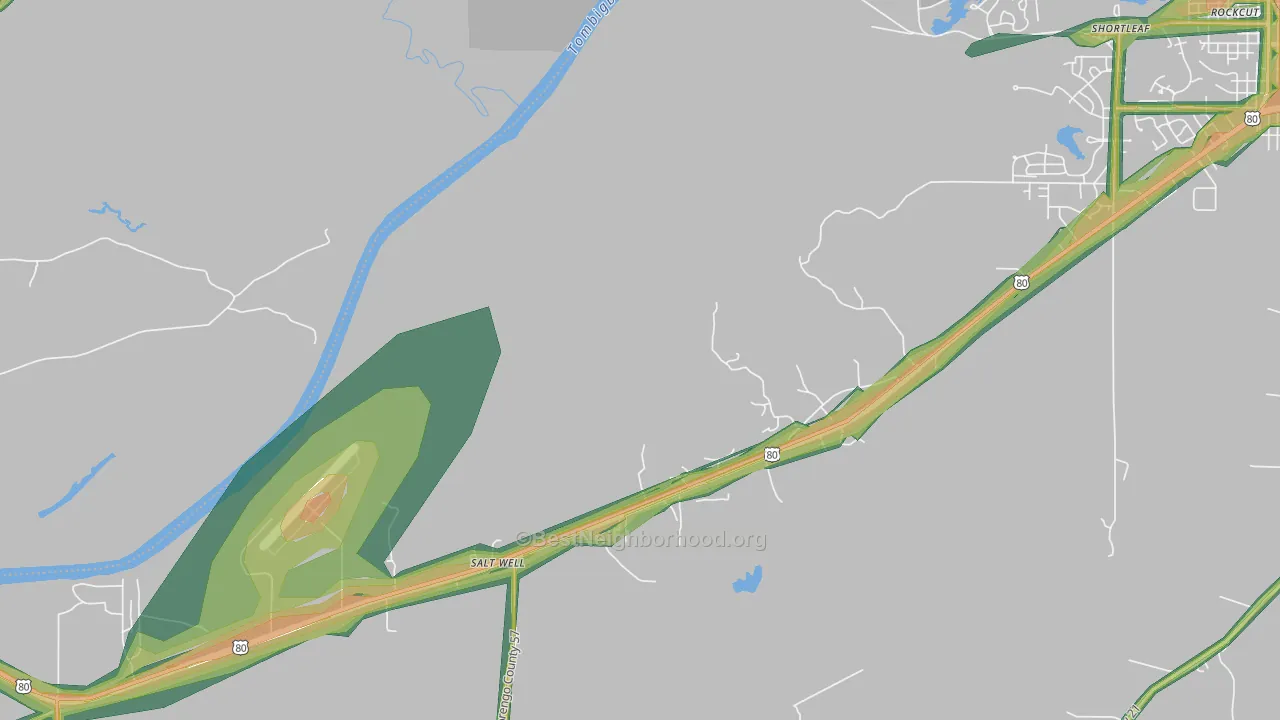 McDowell, AL Map of Noise Levels in McDowell