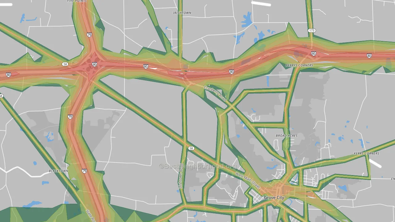 McDowell Corners, PA Map of Noise Levels in McDowell Corners