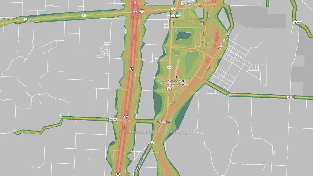 McElhany, MO Map of Noise Levels in McElhany