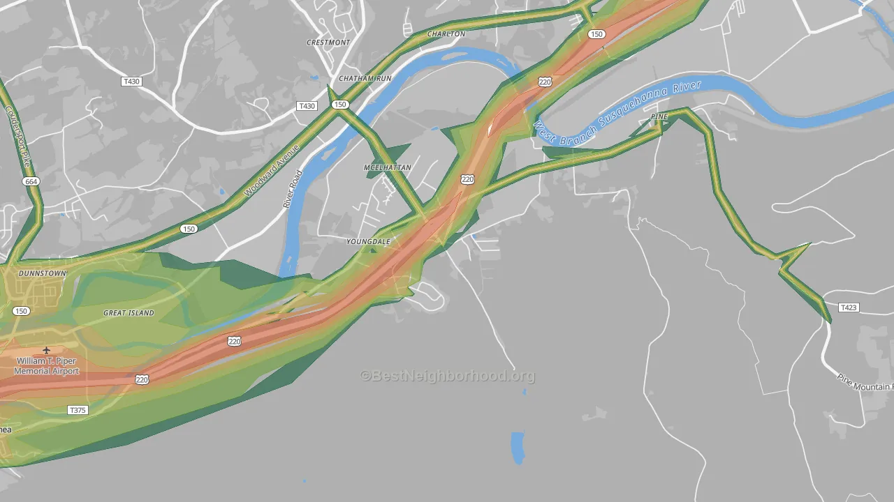 McElhattan, PA Map of Noise Levels in McElhattan