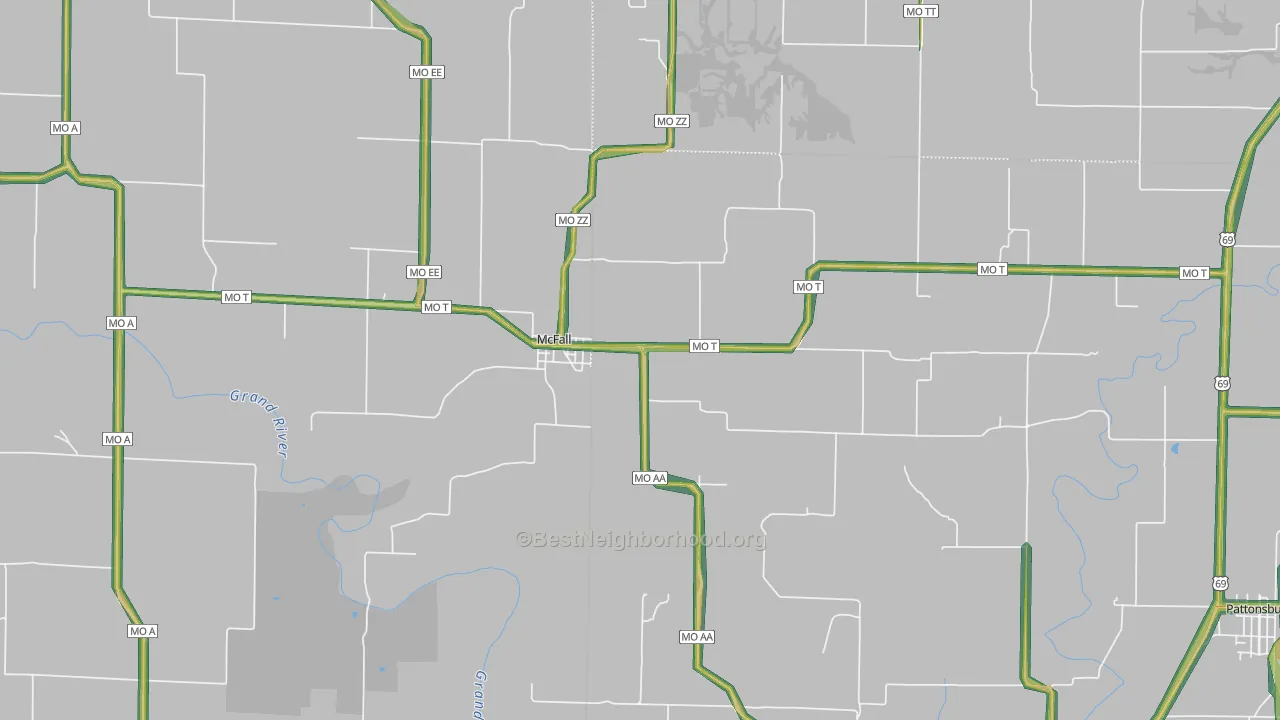 McFall, MO Map of Noise Levels in McFall