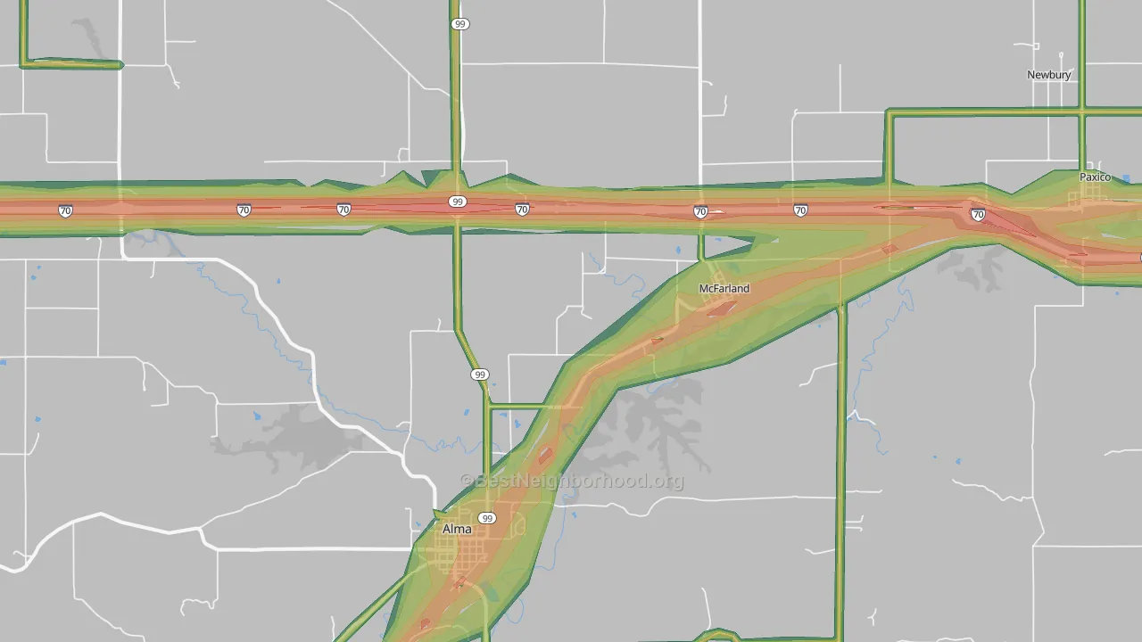 McFarland, KS Map of Noise Levels in McFarland