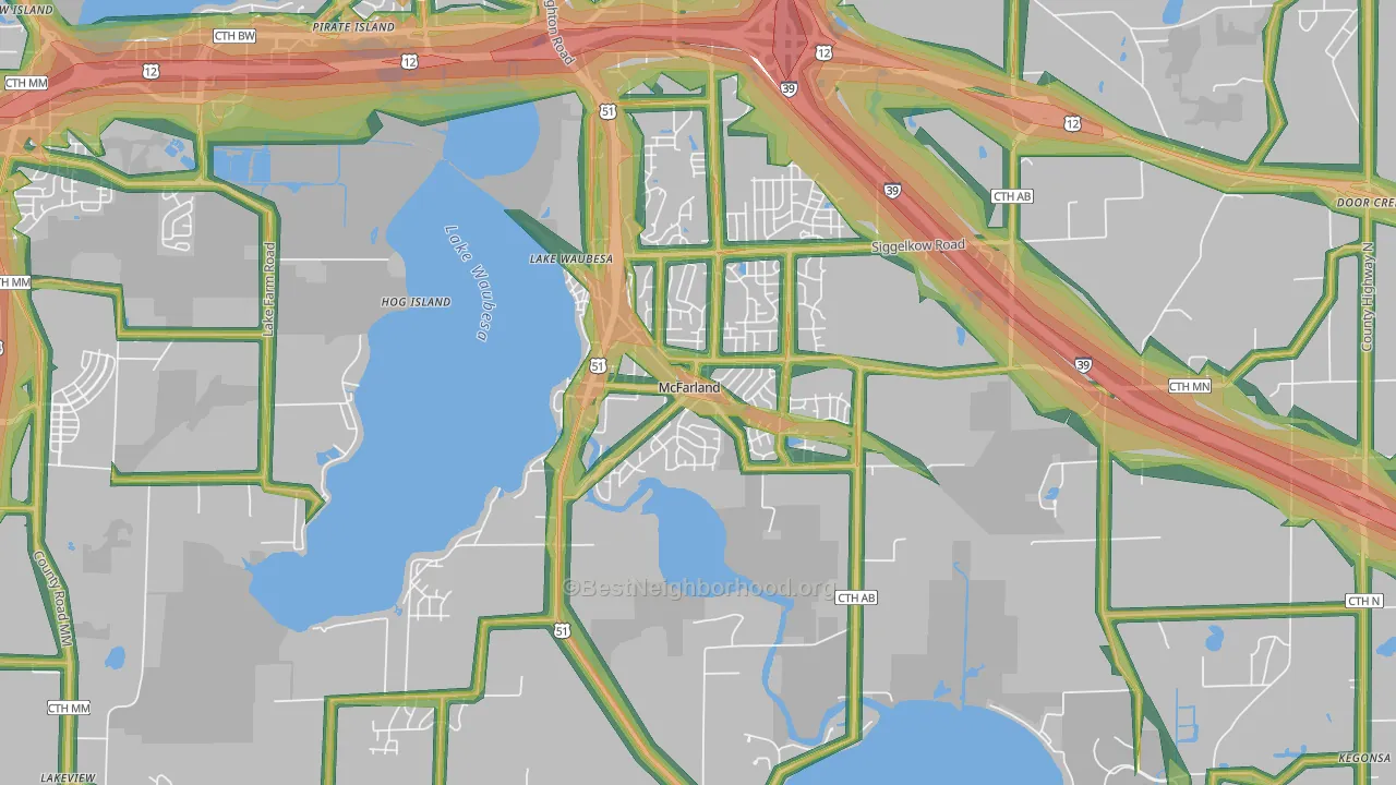 McFarland, WI Map of Noise Levels in McFarland