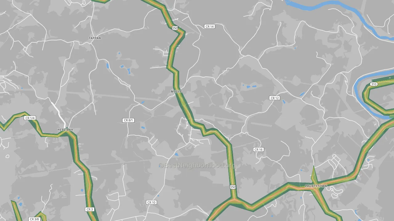 McGee, WV Map of Noise Levels in McGee