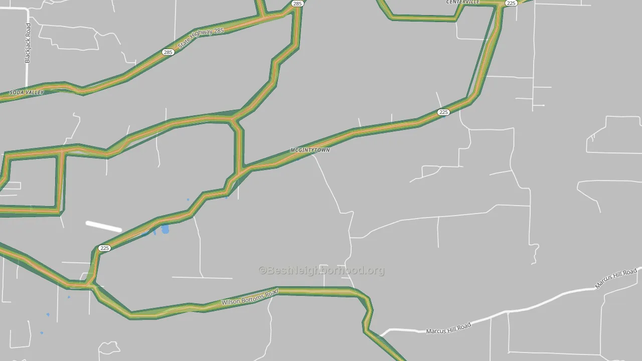McGintytown, AR Map of Noise Levels in McGintytown