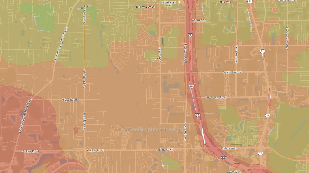 McGirts Creek, Jacksonville, FL Map of Noise Levels in McGirts Creek