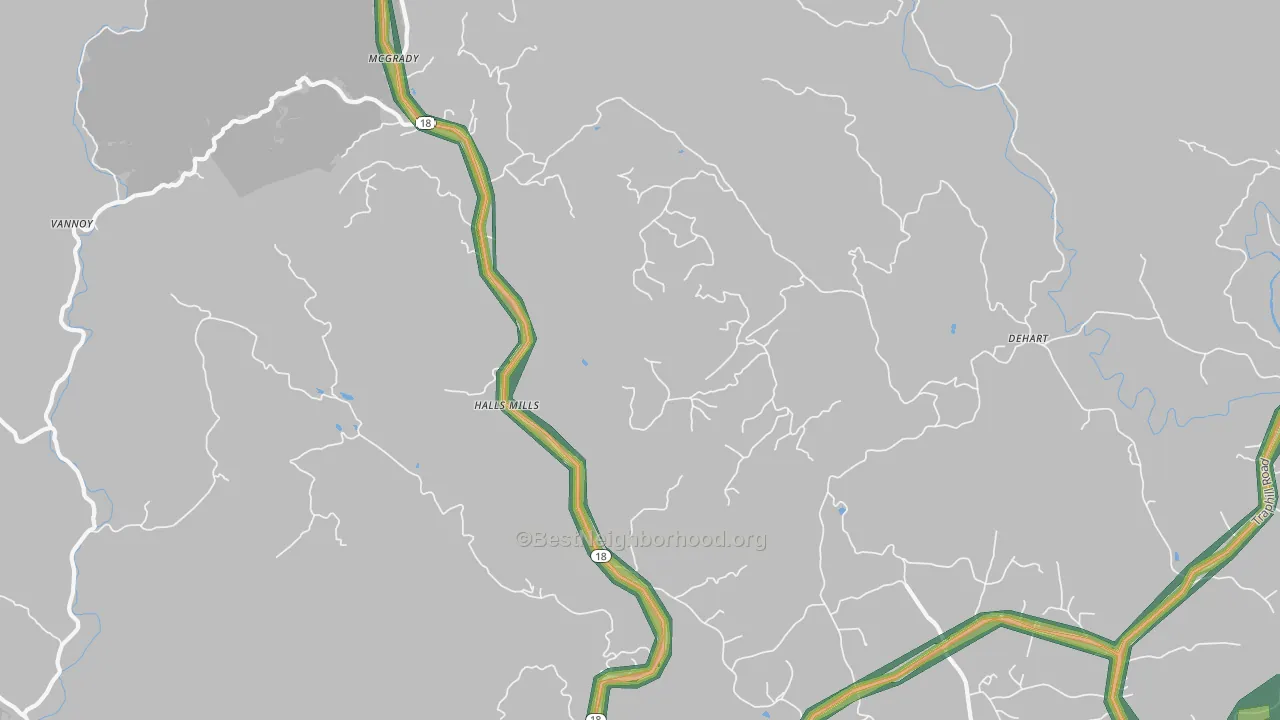 McGrady, NC Map of Noise Levels in McGrady