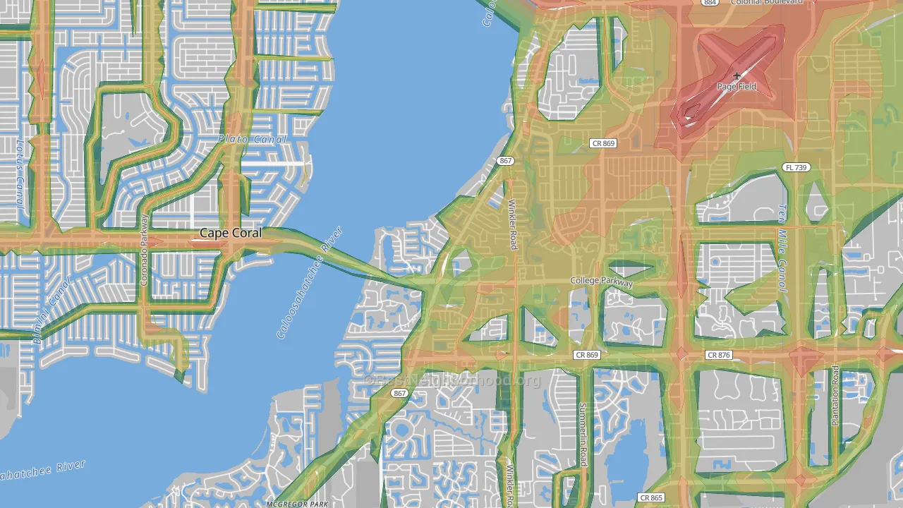 McGregor, FL Map of Noise Levels in McGregor