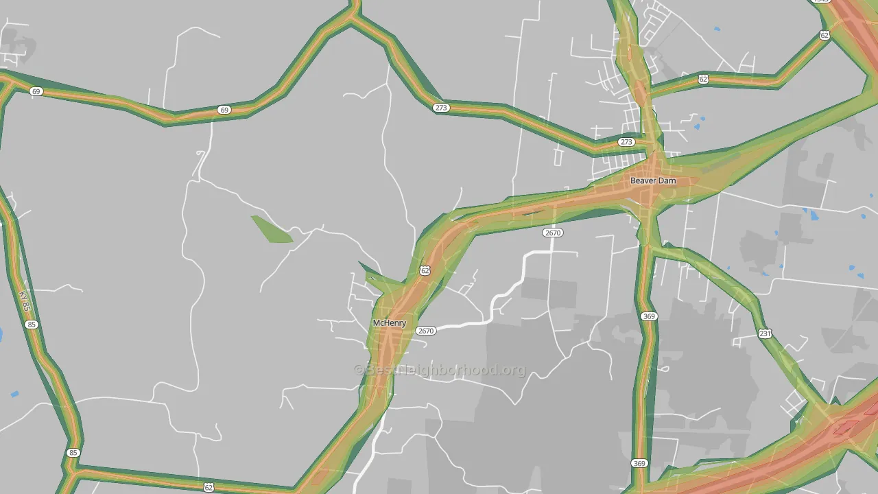 McHenry, KY Map of Noise Levels in McHenry