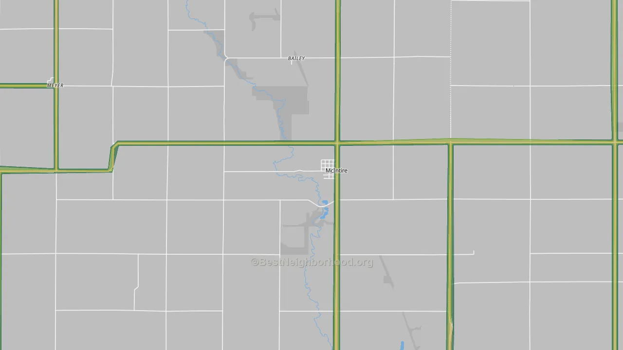 McIntire, IA Map of Noise Levels in McIntire