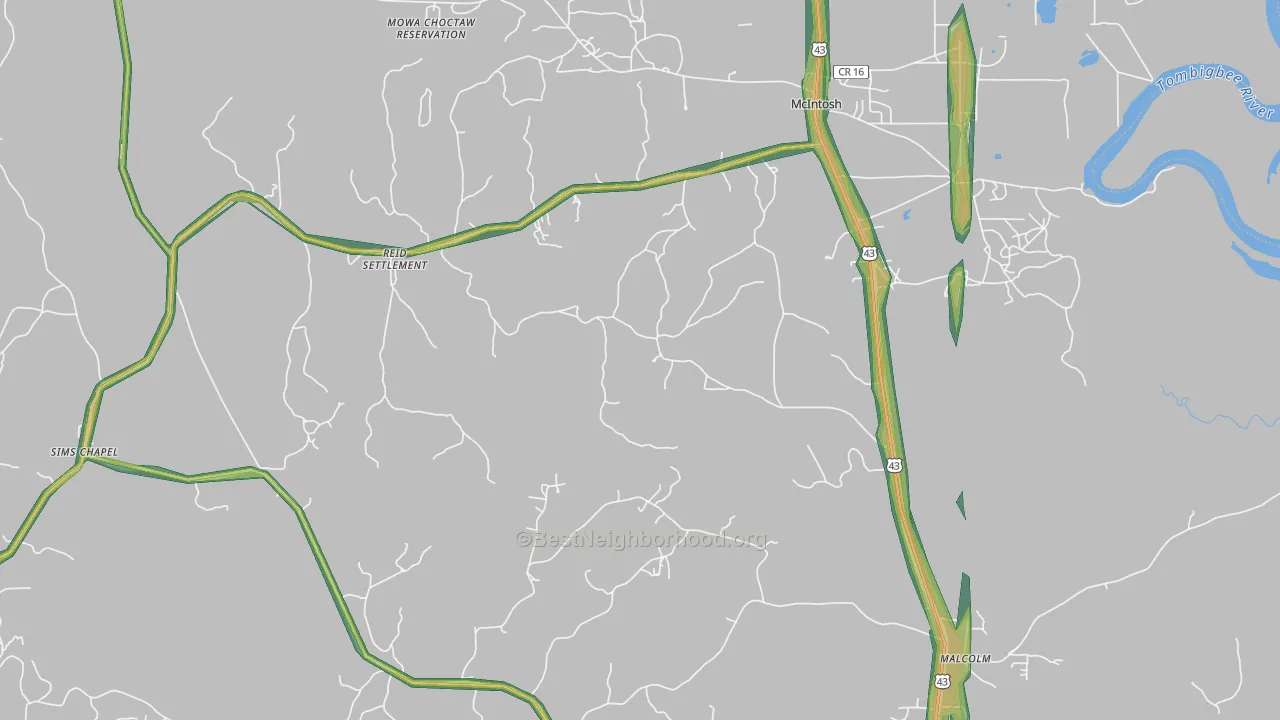 McIntosh, AL Map of Noise Levels in McIntosh