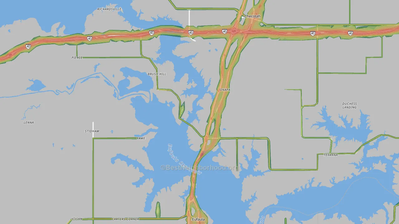 McIntosh County, OK Map of Noise Levels in McIntosh County