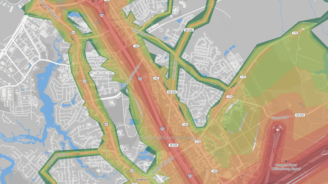 McIntosh, Newport News, VA Map of Noise Levels in McIntosh