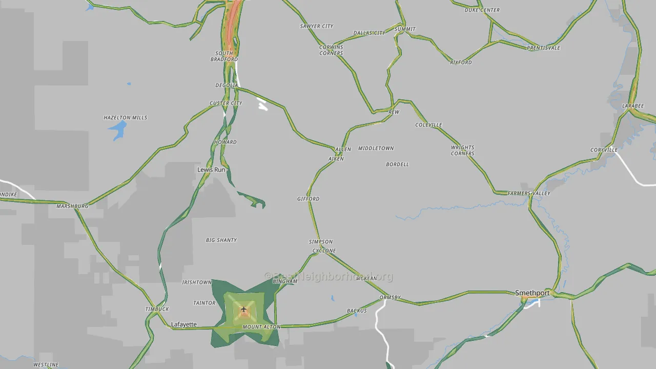 McKean County, PA Map of Noise Levels in McKean County