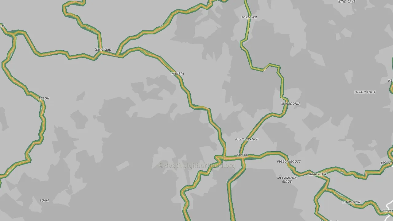 McKee, KY Map of Noise Levels in McKee