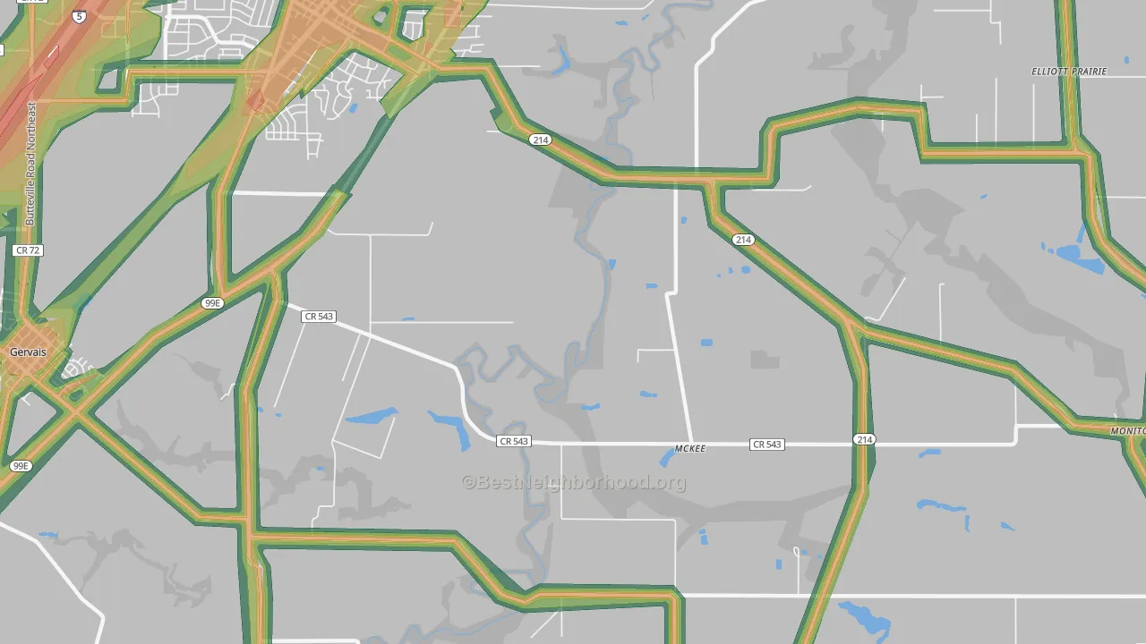 McKee, OR Map of Noise Levels in McKee