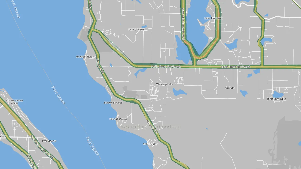 McKees Beach, WA Map of Noise Levels in McKees Beach