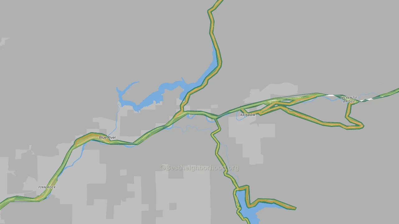 McKenzie Bridge, OR Map of Noise Levels in McKenzie Bridge