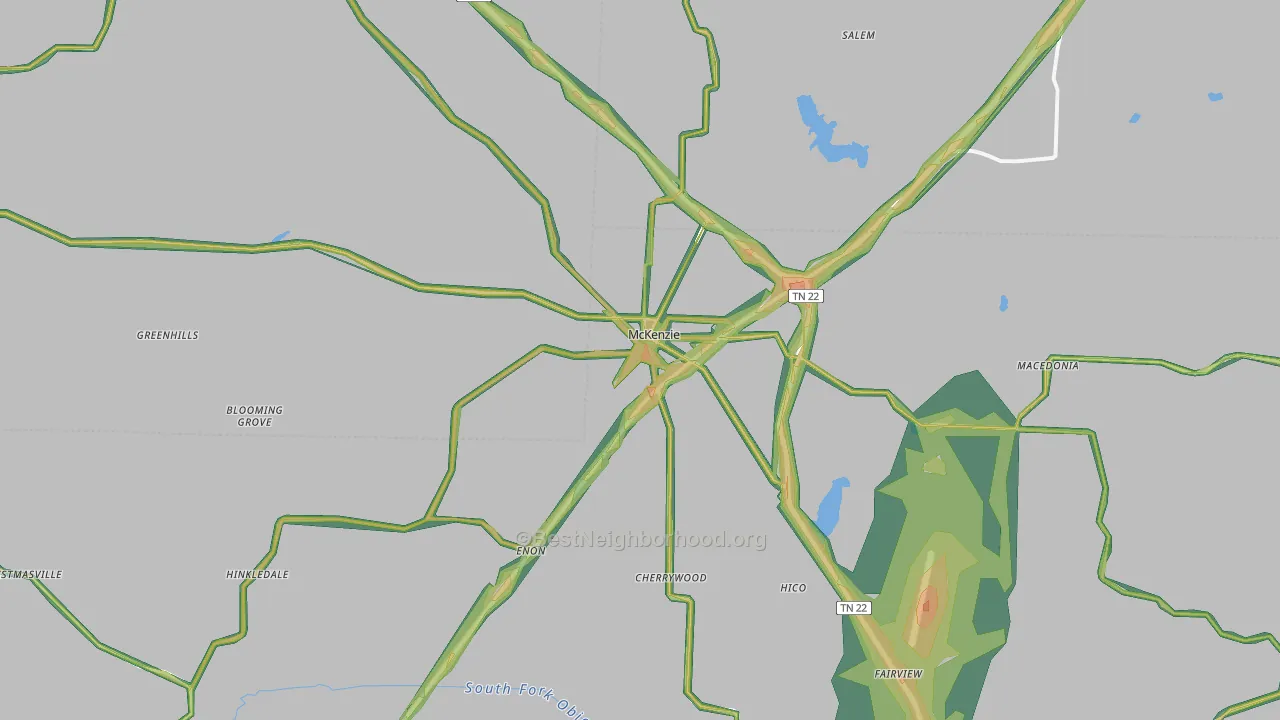 McKenzie, TN Map of Noise Levels in McKenzie