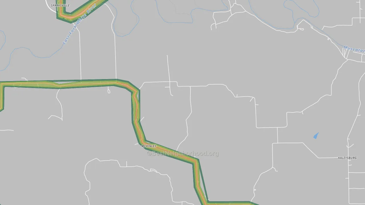 McKinley, IN Map of Noise Levels in McKinley